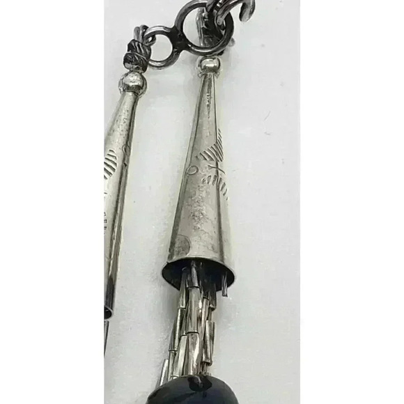 Twisted Sterling Liquid Silver Turquoise Heishi 6 Strand Necklace Navajo Zuni - Picture 8 of 11